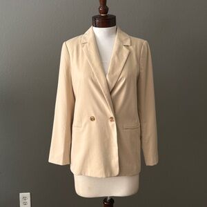 Banana Republic Beige Tan Double Button Blazer Jacket NWT Sz 10 Machine Washable